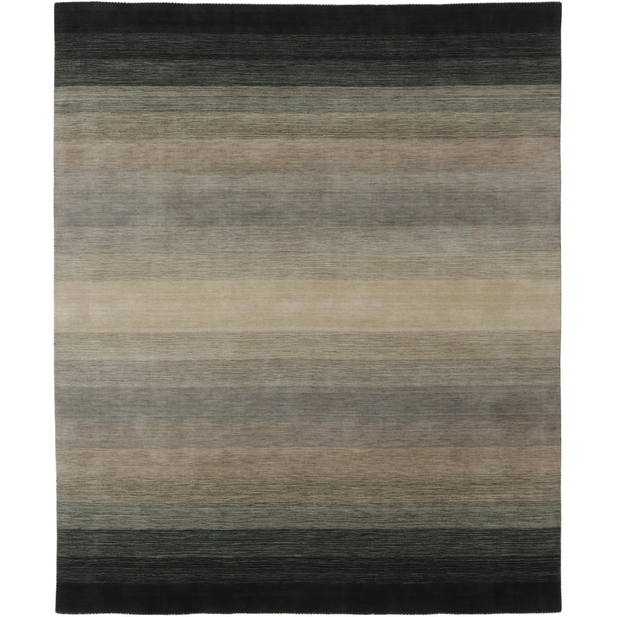 Panorama Modern Wool Striped Rug 6029 In Black Grey